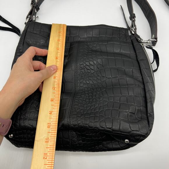 Aimee Kestenberg Leather Shoulder Bag Fifth Avenue Black Croco - Picture 7 of 14